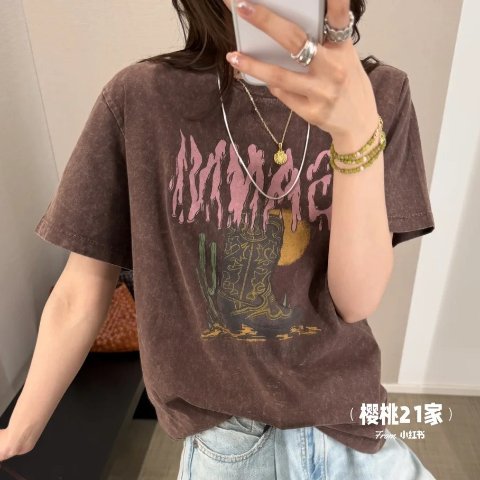 复古洗涤 T恤@樱桃21家