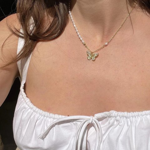 Selenichast封面款！ 蝴蝶珍珠项链 淡水珍珠
