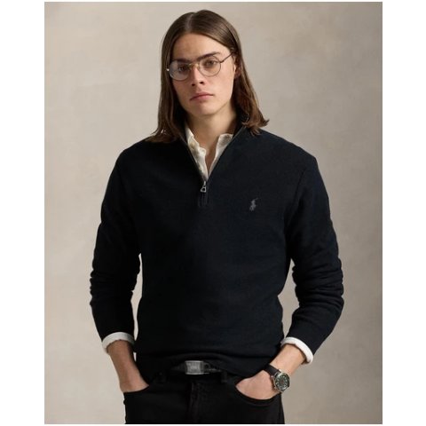 Polo Ralph Lauren棉质网眼拉链毛衣
