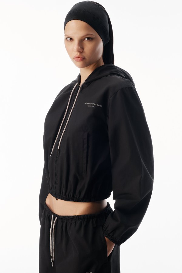 alexanderwang 水晶抽绳连帽夹克