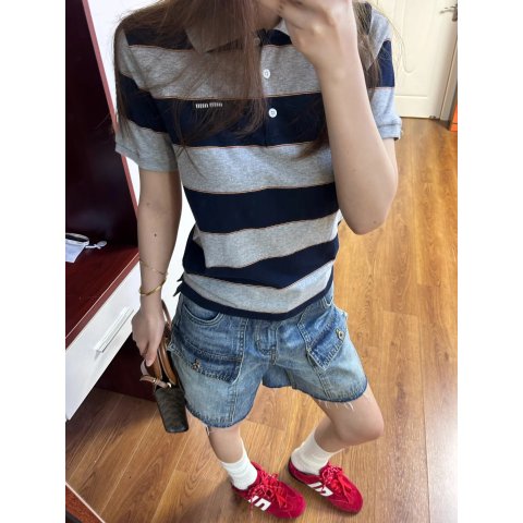 条纹短袖POLO衫