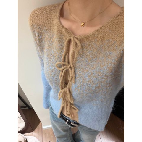 BUSANA STUDIOS Mia 针织上衣 渐变蓝杏色