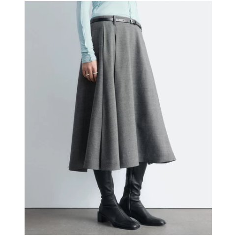 羊毛百褶中长裙