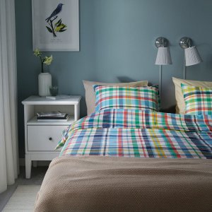 Ikea HOSTGENTIANA 被套套装 双色格纹 240x220cm
