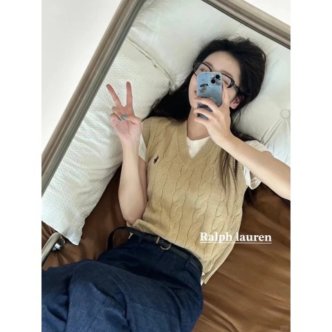 Polo Ralph Lauren图片相似款Cable-Knit 羊绒马甲羊毛混纺