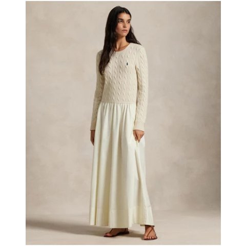 Polo Ralph LaurenCable-Knit Poplin 连衣裙 ICONIC独家款