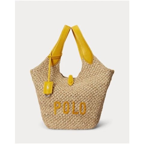 Polo Ralph LaurenPolo Play 草编皮革托特包