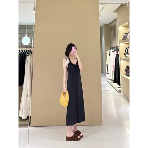 Jersey 方领吊带连衣裙