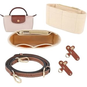 PyctieyPurse 长柄迷你包 棕色皮革肩带 毛毡内胆