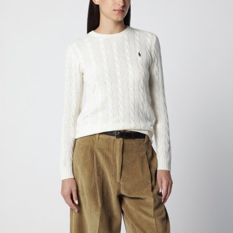 Cable-Knit 羊毛羊绒奶油色卫衣