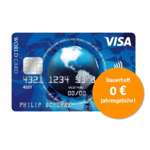 PIN码可以定制终身免年费的Visa World 信用卡 国外免费现金提款