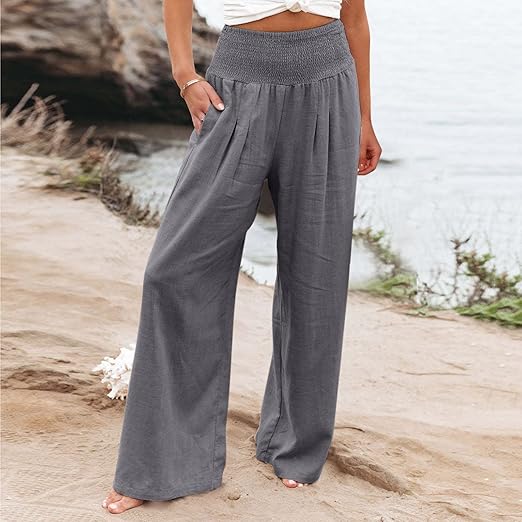 Linen Pants Women Elastic