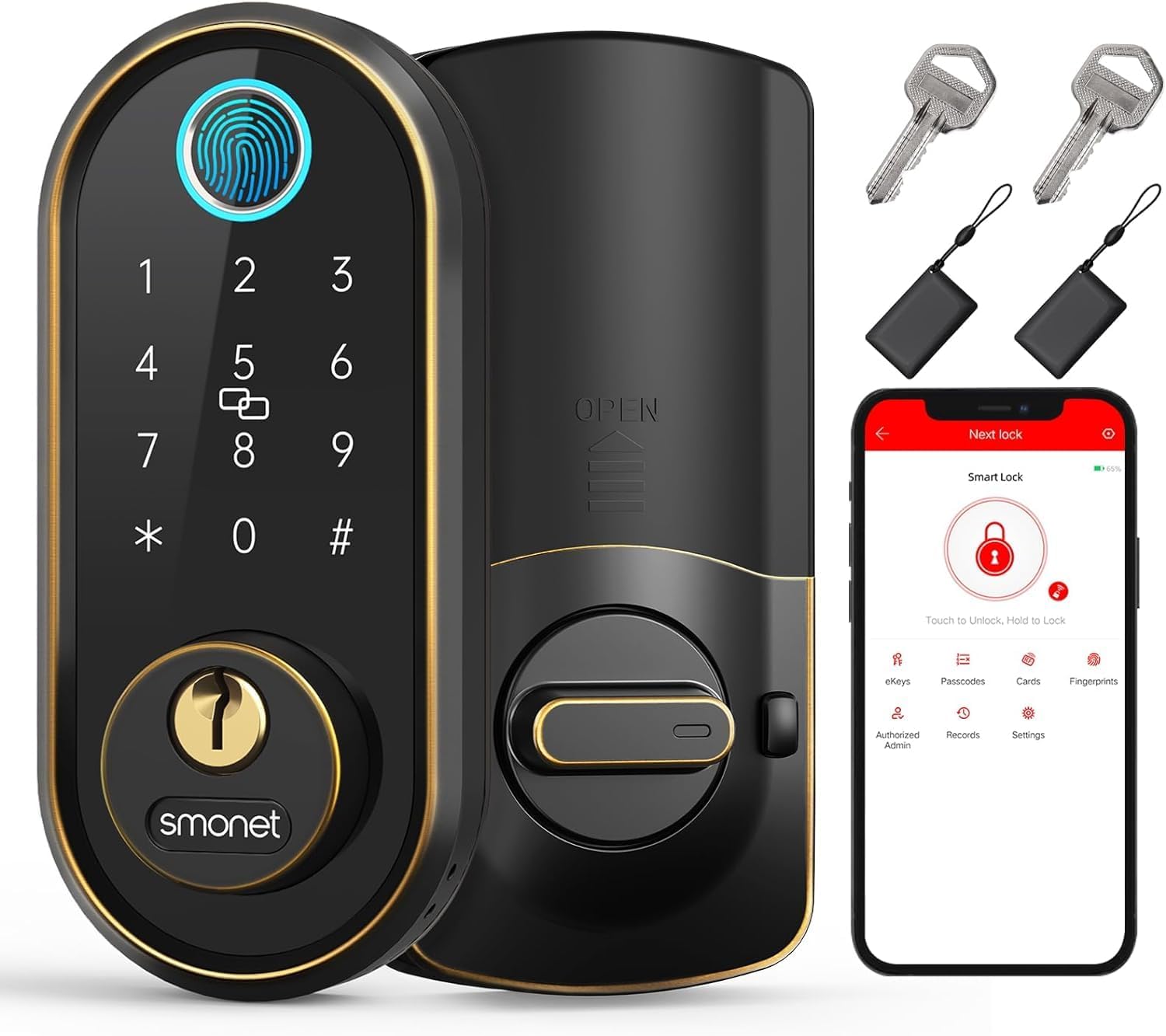 Biometric Digital Bluetooth Door Lock, App Remote