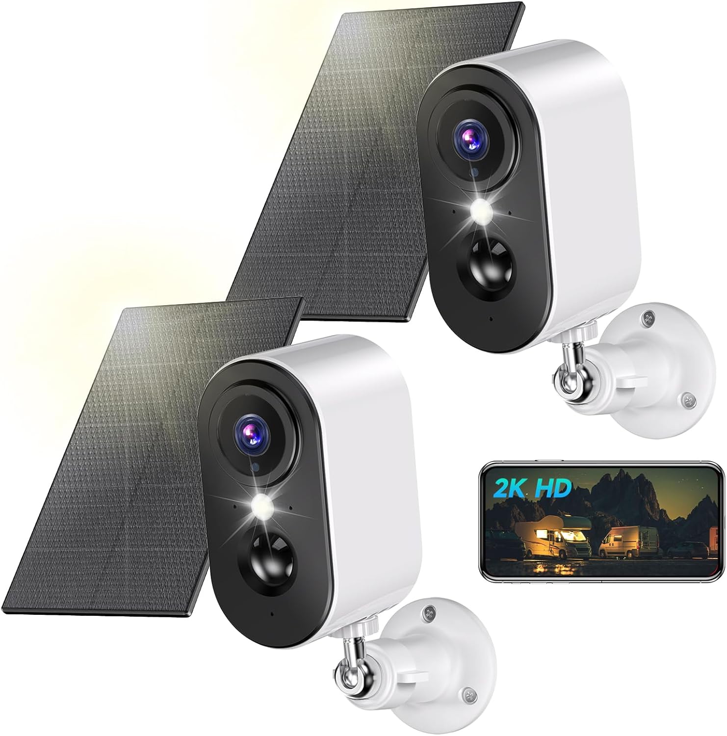 LIWAN Solar Security Cameras Wireless Outdoor (2 Pack)