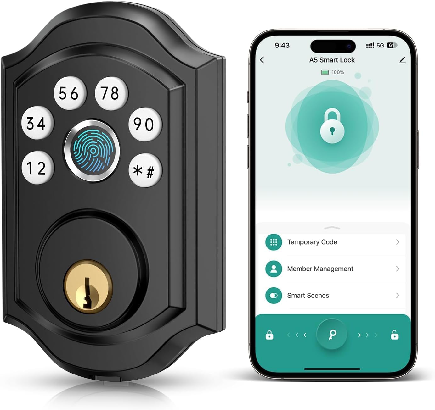 Smart Front Door Lock with Fingerprint Electronic Digital Bluetooth Deadbolt