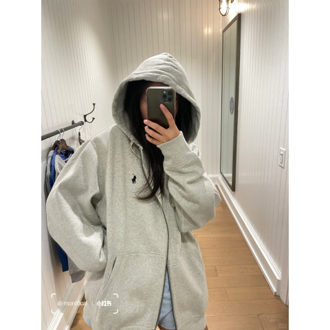 Gray Full-Zip 抓绒卫衣