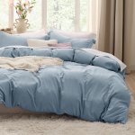 Bedsure 蓝色床品3件套 被套+2个枕套