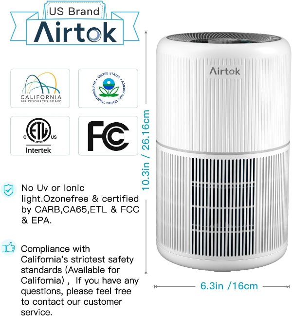 AIRTOK H13空气净化器 白色