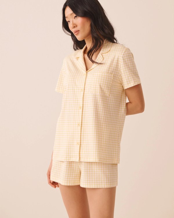 Gingham 印花衬衫睡衣套装