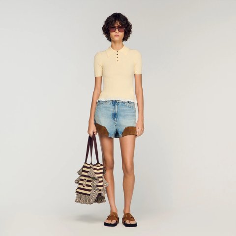  Paris 女士黑色针织POLO衫