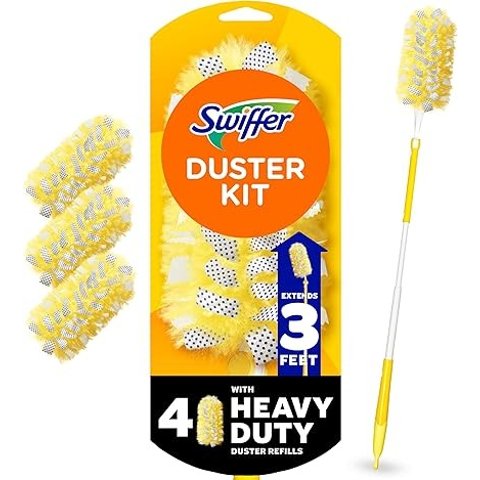 SwifferDuster 套装 3英尺可伸缩杆 4替换装