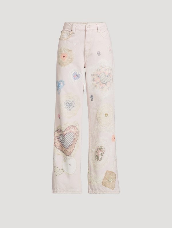 FREE PEOPLE Illusions 直筒牛仔裤 印花