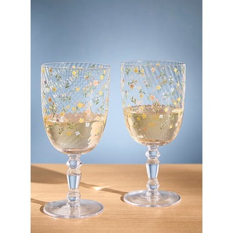 碎花玻璃杯 2只装