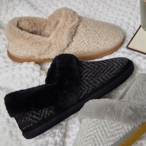 TOMS Oslo 女款羊毛拖鞋 黑色