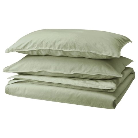 IKEA ÄNGSLILJA 灰绿色全棉被套1.95×2.18米