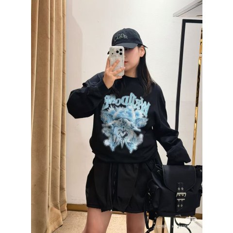 Rock印花长袖T恤 黑色