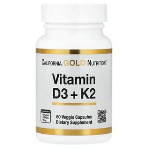 California Gold Nutrition 维生素D3+K2 60粒