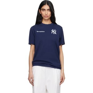 Sporty & Rich 47 Yankees 曲线T恤 深蓝色