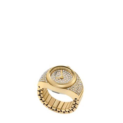 FossilES5392 金色不锈钢戒指表