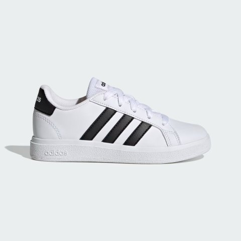 adidas女生38码能穿，成人同款$90大童Grand Court 休闲网球鞋 系带