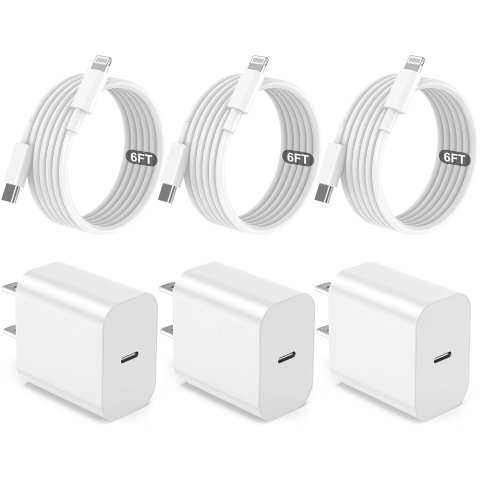 Niubil iPhone MFi认证 3个USB-C充电头+3条1.8米数据线