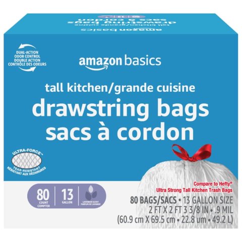 Amazon Basics 薰衣草垃圾袋 49L 80只