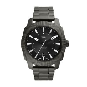 Fossil Machine 三针日期不锈钢烟色手表