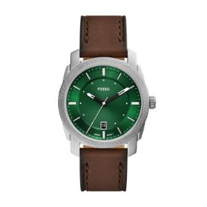 Fossil Machine 棕色皮质手表 三针日历