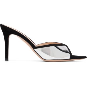 ssense Black Confetti 穆勒高跟凉鞋 银色