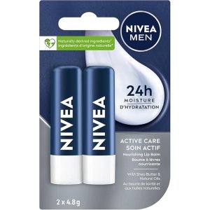 Nivea MEN Active 男士润唇膏 2支 4.8g 滋润保湿