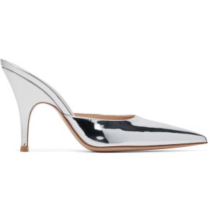 ssense Gianvito Rossi 银色漆皮高跟鞋