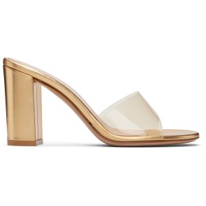 ssense Gianvito Rossi 金色玻璃砖跟凉鞋