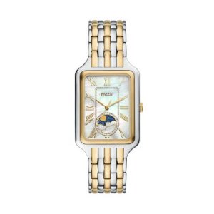 Fossil Raquel 日月相多功能双色不锈钢表