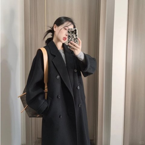 Cosa 黑色双排扣大衣