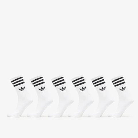 adidas 3-Stripes 中筒袜 白色 6双