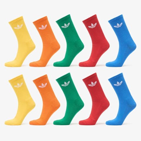 adidas Trefoil 中筒袜 10双装 蓝绿红