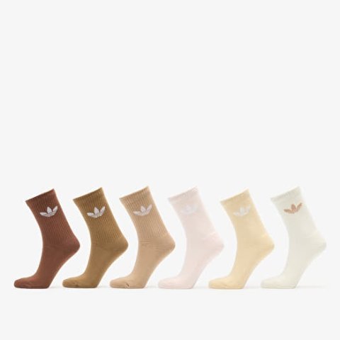adidas 三叶草中筒袜 6双装 米白