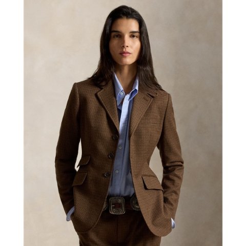 Ralph Lauren粗花呢单排扣西装外套