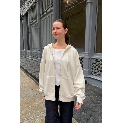Brandy MelvilleChristy 拉链连帽卫衣 水泥色