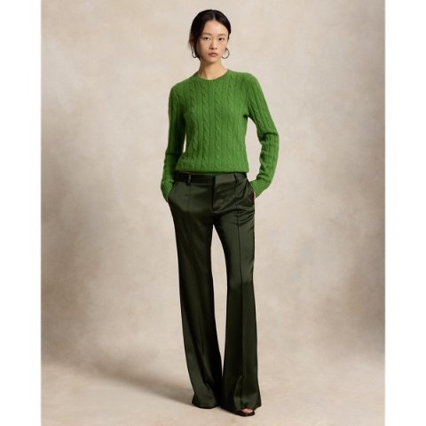Ralph Lauren缎面阔腿裤 低腰款